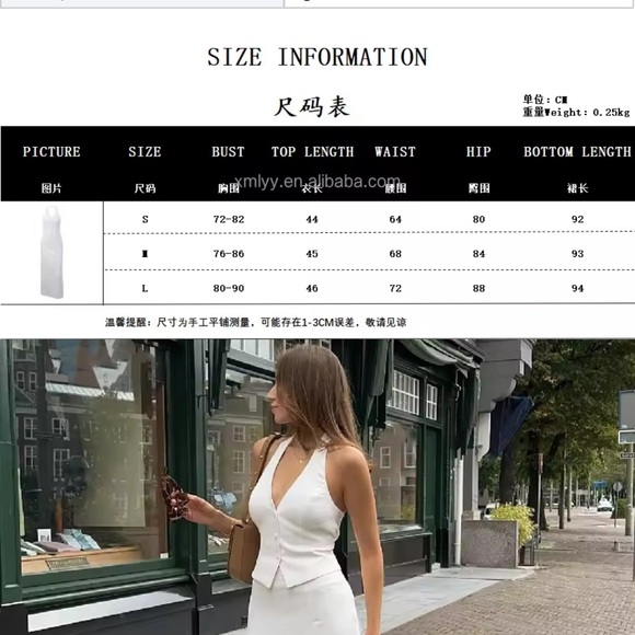 Sexy Elegant White V Neck Two Piece Sleeveless Dress - Picture 7 of 7